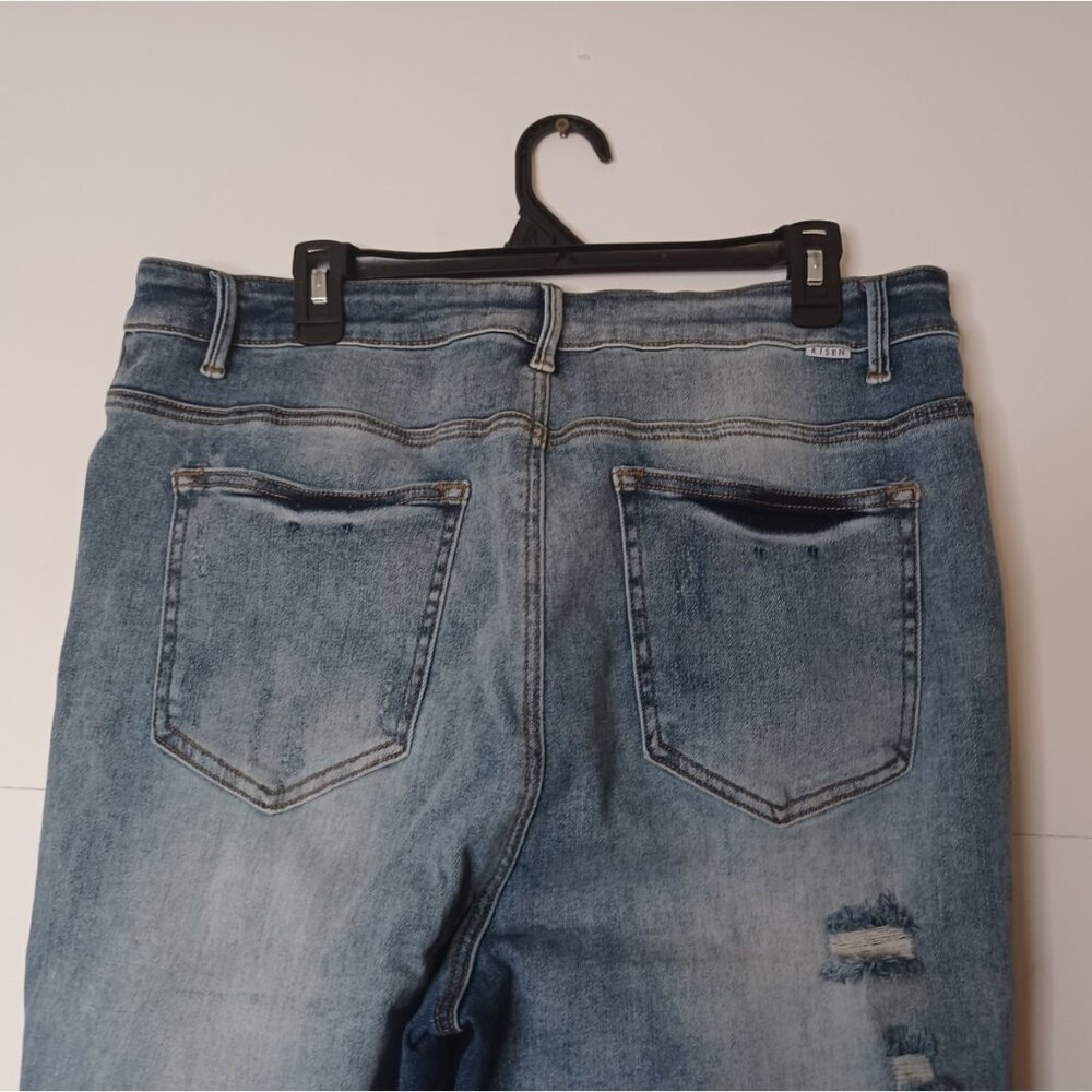 Risen Womens 2XL 36X31 Stretch High Rise Distressed Flare Jeans - Picture 5 of 6